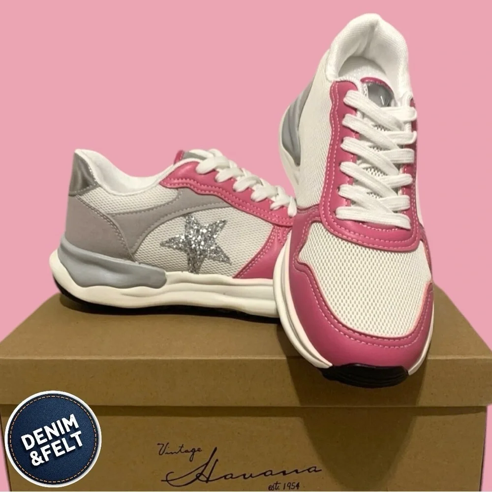 Vintage Havana Women’s Shoes/Sneakers | Color: White/Glitter Silver/Fuchsia |NEW